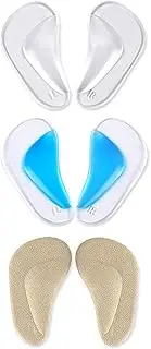 ZGWANSUI 3 Pairs Gel Arch Support Inserts Women Man, Soft Flat Feet Arch Support, Adhesive Plantar Fasciitis Insoles for Sandals, High Arch Pads Heel Cushion for Dressy, Relieve Pressure Foot Pain, B