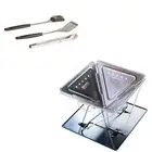 Kings Portable Folding Fire Pit Stainless Steel + BBQ Tool Set Picnic Camping