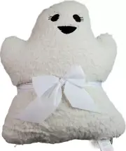Spooky Ghost Throw Pillows Halloween Sherpa Soft Set Of 2 White Black Novogratz