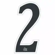 Mongoose plate number #2 decal - White Outline - Old school bmx