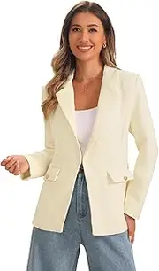 [Allegra K] Women's Tweed Blazer Open Front Long Sleeves for Work Office Casual Blazer Jacket