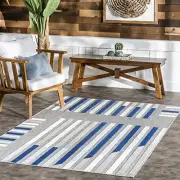 Laurie Colorful Striped Indoor/Outdoor Area Rug, 5 x 8 Feet Adali Light Grey