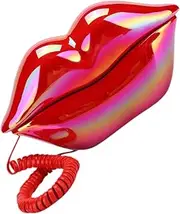 GARIOUANS Creative Red Lip Corded Phone Ornament Unique Tabletop Fun Stylish Design for Home Office Attractive Shape for Phone
