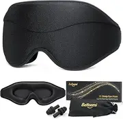 BeHoomi Sleep Mask, Premium Eye Mask for Sleeping, Total Blackout, Superior Soft Comfort, Upgraded 3D Ergonomic Designed Sleeping Mask for Home, Office, Travel, Meditation, Yoga, Black