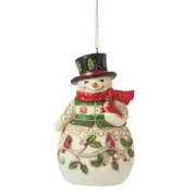 Jim Shore Heartwood Creek - Snowman with Cardinal Hanging Ornament