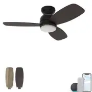 Low Profile Ceiling Fan with Light, Smart Ceiling Fan with Remote Works with ...