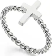 [Jude Jewelers] Stainless Steel Christian Sideways Cross Braided Band Wedding Statement Religious Ring