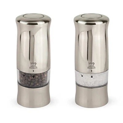 Electric Salt and Pepper Mill Set - Adjustable Grinder, Battery Powered - with L