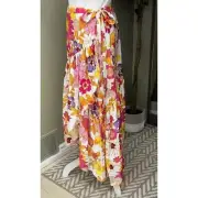 Cynthia Rowley White Floral Women's Midi Lace Skirt Size M