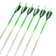 Archery Pure Carbon Arrow Green Shafts Feather Points Compound Recurve Bow