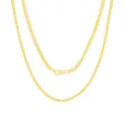 14K Yellow Gold Solid Franco 2.5mm Diamond Cut Spiga Chain Womens Necklace 18"