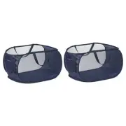 Mesh Laundry Hamper, 2 Pack Collapsible Laundry Baskets Laundry Bag, Navy Blue