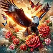 DPHERO DIY Eagle Diamond Painting Pictures for Adults Beginners, 5D Eagle Diamond Painting Set, DIY Roses Flowers Round Stones Diamond Art Kits, Diamond Art for Home Decor 30 x 30 cm