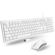 Full Size USB Wired Mac Keyboard and Mouse Combo - Compatible Ergonomic Apple...
