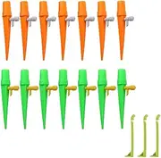 14PCS Self Watering Spikes Plant Watering Devices with Slow Release Control Valve Switch Automatic Watering Drip Devices for Outdoor Plants & Garden, Adjustable Watering System Devices