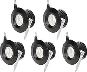 Elitlife 5-Pack Mini Small Recessed Spotlights,3W Warm Black Aluminium Mini Spot Downlight with Transformer LED Recessed Ceiling Lights Downlights for Living Room Cabinet etc