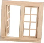 Wooden Window for Dollhouse, Miniature Window Frame Mini Furniture Doll House 1:12 Dollhouse Wooden Doors Miniature Furniture Doll Craft Window Frame Model Decoration