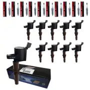 10 Motorcraft Spark Plugs + 10 Herko Brown Boot Coils For 2008-17 Ford Lincoln (for: Ford)
