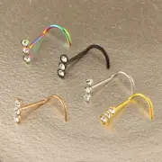 Geometric Zircon Nose Screw Studs Opal Nostril Punk Party