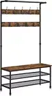 DAINTREE 3-In-1 Entryway Coat Rack and Storage Bench Pipe Style Hall Tree