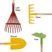 Kids Gardening Set Rake Hoe Shovel Leaf Rake Long Handles Toddler Help