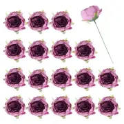 25Pcs Peonies Artificial Flowers, Fake Peony Flowers with Stems, Purple