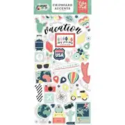 Echo Park AWAY WE GO 6"x 13" Chipboard Accents, Vacay, Paradise, Travel