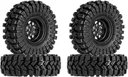 INJORA 1.0 Beadlock Wheel Tires Set -3.78mm Offset Wheel Rims for 1/18 1/24 RC Crawler Car Axial SCX24 FMS FCX24 TRX4M,Black (W1004-T1014)