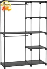 Freestanding Open Wardrobe Clothes Rack Black 43x112x165cm Bedroom Storage