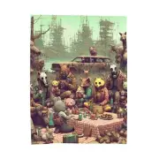 Velveteen Plush Blanket Anthropomorphic Cartoon Post-Apocalyptic Picnic Gasmask