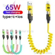 4-in-1 65W USB PD 5A Fast Charging Cable Spring Type-C for Huawei iPhone 15 16