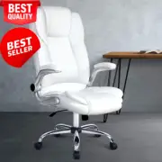 Executive Office Chair Computer Gaming Chairs PU Leather Tilt White