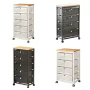 Mesh Cabinet Storage Organizer with Pull-Out Basket 4/5-Tier W/Swivel Wheel Shelf Rolling Trolley Cart