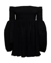 One-word collar woolen blouse FR36,FR38 Black