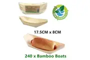 240 x Bamboo Boat Biodegradable Eco Party Catering Tray Bowl Disposable Takeaway