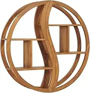 Yin Yang Wall Shelf for Books & Decor, 100x20x100 cm Solid Teak Wood, Floating Mounted Storage Unit, Durable Display Shelving for Bedroom & Living Room