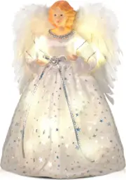 Angel Christmas Tree Topper with Lights and 40-Inch Extension Cord, Lighted Tree