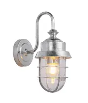 Parol Exterior Cylinder Glass with Cage Wall Light IP44 Galvanized
