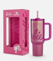 BARBIE Stanley Cup 30 Oz Pink Glitter Quencher H2.O Tumbler - Barbie