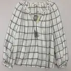 New Max Studio Black White Plaid Long Sleeve Tie Front Soft Rayon Top XL Preppy