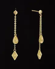 14K Tear Drop & Shape Dangle Earrings