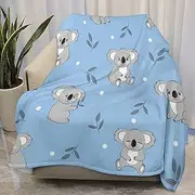 Blanket Blue Koala Throw Blanket for Sofa Bed Couch Soft Warm Microfiber Fluffy Picnic Blanket Fleece Blanket Gifts for Women Kids Teens Adults 220x240cm