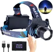 Linterna Frontal LED Recargable Lampara 90000 Lumenes Super Brillante con 6 Modo