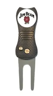 Jim Beam Bourbon Whiskey Golf Ball Marker w/ Switchblade Divot Tool