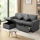 Oikiture Sofa Lounge Set Modular Couch 3 Seater Drawers Ottoman Storage Velvet