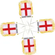 SHOWERORO 4pcs England Flag Mini Car Flags for Rearview Mirror Decoration Compact Hanging Banners for Vehicle Aesthetic and Stylish Car Decor Accessories