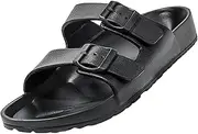 [BEMGNAR] Women's Adjustable Double Buckle Waterproof Beach Slide Sandals with Arch Support - Comfortable EVA Flat Shoes