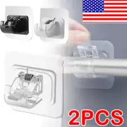 2PCS Self Adhesive Curtain Pole Wall Bracket Drapery Hook Clip Fix Rod Holder