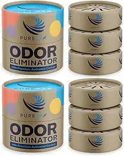 PUREPAX Odor Eliminator For Small Spaces - Premium Activated Carbon Charcoal Unscented 3 Count (Pack of 2) - Strong Odor Remover for Shoes, Fridge, Diaper Pail, Closet, Drawers, Car, Locker, Gym Bag