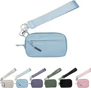 [Generic] The Iris' Wallet 2nd Gen, Women's Pouch Wristlet with Zippered Card Case, ID Window, and Hand Strap (Blue)